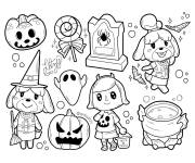 Coloriage Personnages Animal Crossing pour Halloween