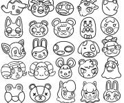 Coloriage Tous les animaux d'animal crossing kawaii