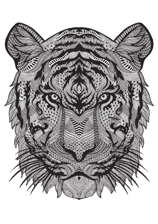 Coloriage Anti Stress Zen Tigre Dessin Gratuit à Imprimer