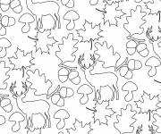 Coloriage et dessins gratuit Anti-Stress cerf et glands à imprimer