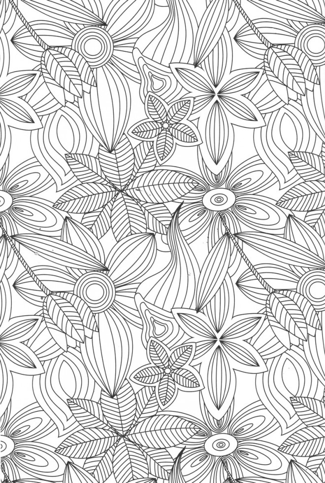 Coloriage Fleurs et Feuilles Anti-Stress dessin gratuit à imprimer