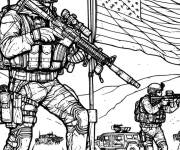 Coloriage Arm&eacute;e am&eacute;ricaine en guerre