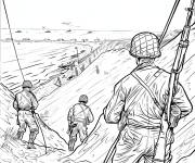 Coloriage Arm&eacute;e en d&eacute;barquement sur la plage de Normandie