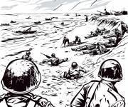 Coloriage Arm&eacute;e sur la plage