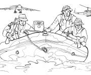 Coloriage Attaque de l'arm&eacute;e bateau pneumatique