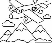 Coloriage Avion de l'arm&eacute;e avec mod&egrave;le en couleurs