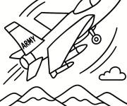 Coloriage Avion de l'arm&eacute;e en acrobaties