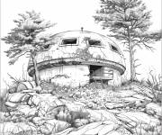 Coloriage Bunker allemand pendant la deuxi&egrave;me guerre mondiale