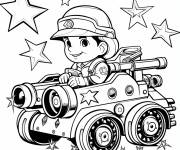 Coloriage Char de l'arm&eacute;e de dessin anim&eacute; pour enfant