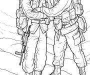 Coloriage Deux soldat en plein action