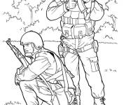 Coloriage Deux soldats de l'arm&eacute;e