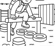 Coloriage Entrainement d'un soldat dans la base de l'arm&eacute;e