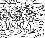 Coloriage &Eacute;quipe de l'arm&eacute;e dans le champ de bataille