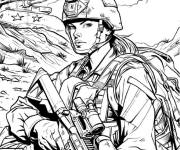 Coloriage Femme soldat en action