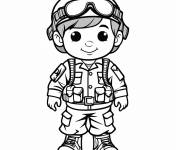 Coloriage Gar&ccedil;on souriant en uniforme de l'arm&eacute;e