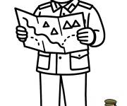 Coloriage General de l'arm&eacute;e lisant la carte