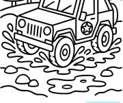 Coloriage Jeep de l'Arm&eacute;e dans le champ de bataille