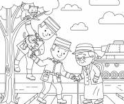 Coloriage L'arm&eacute;e fran&ccedil;aise en aidant a sauver le chat