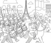 Coloriage Marche de l'arm&eacute;e fran&ccedil;aise pour enfants