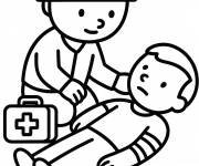 Coloriage M&eacute;decin militaire et un soldat