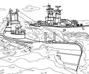 Coloriage Navire et sous-marin de guerre