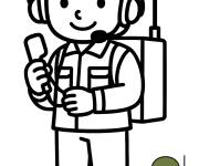 Coloriage Op&eacute;rateur radio de l'arm&eacute;e