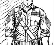 Coloriage Soldat am&eacute;ricain debout