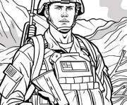 Coloriage Soldat courageux