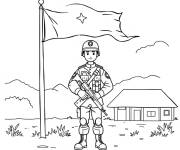 Coloriage Soldat dans la base militaire