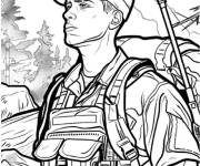 Coloriage Soldat dans la montagne
