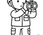Coloriage Soldat de l'arm&eacute;e avec des jumelles