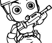 Coloriage Soldat de l'arm&eacute;e descende la corde