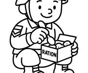 Coloriage Soldat de l'arm&eacute;e en mangeant