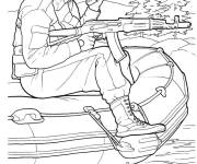 Coloriage Soldat de l'arm&eacute;e en plein bataille