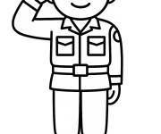 Coloriage Soldat de l'arm&eacute;e en saluant