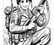 Coloriage Soldat de l'arm&eacute;e heureux