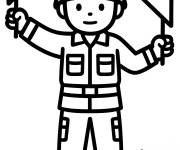 Coloriage Soldat de l'arm&eacute;e tenant un drapeau de signalisation