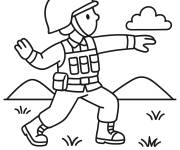 Coloriage Soldat lan&ccedil;ant une grenade
