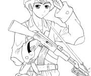 Coloriage Soldat militaire style anime