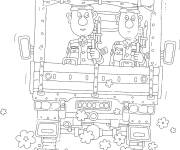 Coloriage Soldats dans une camion militaire