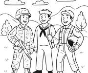 Coloriage Soldats de l'arm&eacute;e de terre, de l'air et de lamer