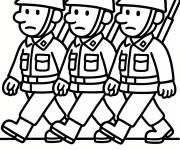 Coloriage Soldats de l'arm&eacute;e de terre en marche