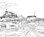Coloriage Sous-marin en guerre