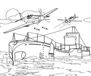 Coloriage et dessins gratuit Sous-marin et avion de l'arm&eacute;e à imprimer