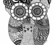 Coloriage Dessin hibou artistique difficile