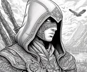 Coloriage Alta&iuml;r ibn-la'ahad d'Assassin's Creed avec son aigle