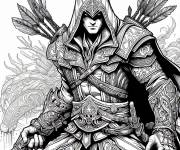 Coloriage Arno d'Assassin's Creed pr&ecirc;t pour le combat