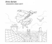 Coloriage Arno Dorian d'Assassin's Creed en pose de parkour