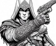 Coloriage Assassin's Creed et larme de pistolet