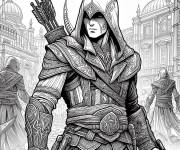 Coloriage Assassin's Creed et le combat